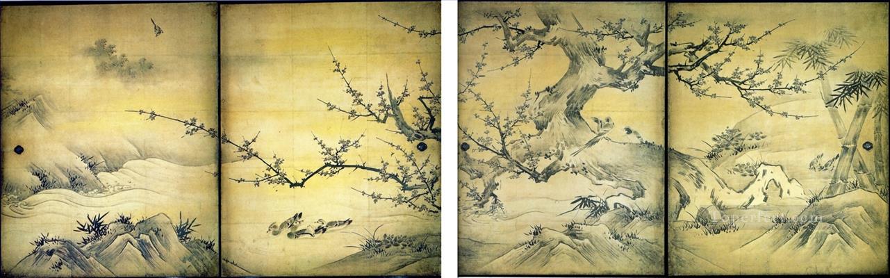 birds and flowers of the four seasons Kano Eitoku Japanese Oil Paintings